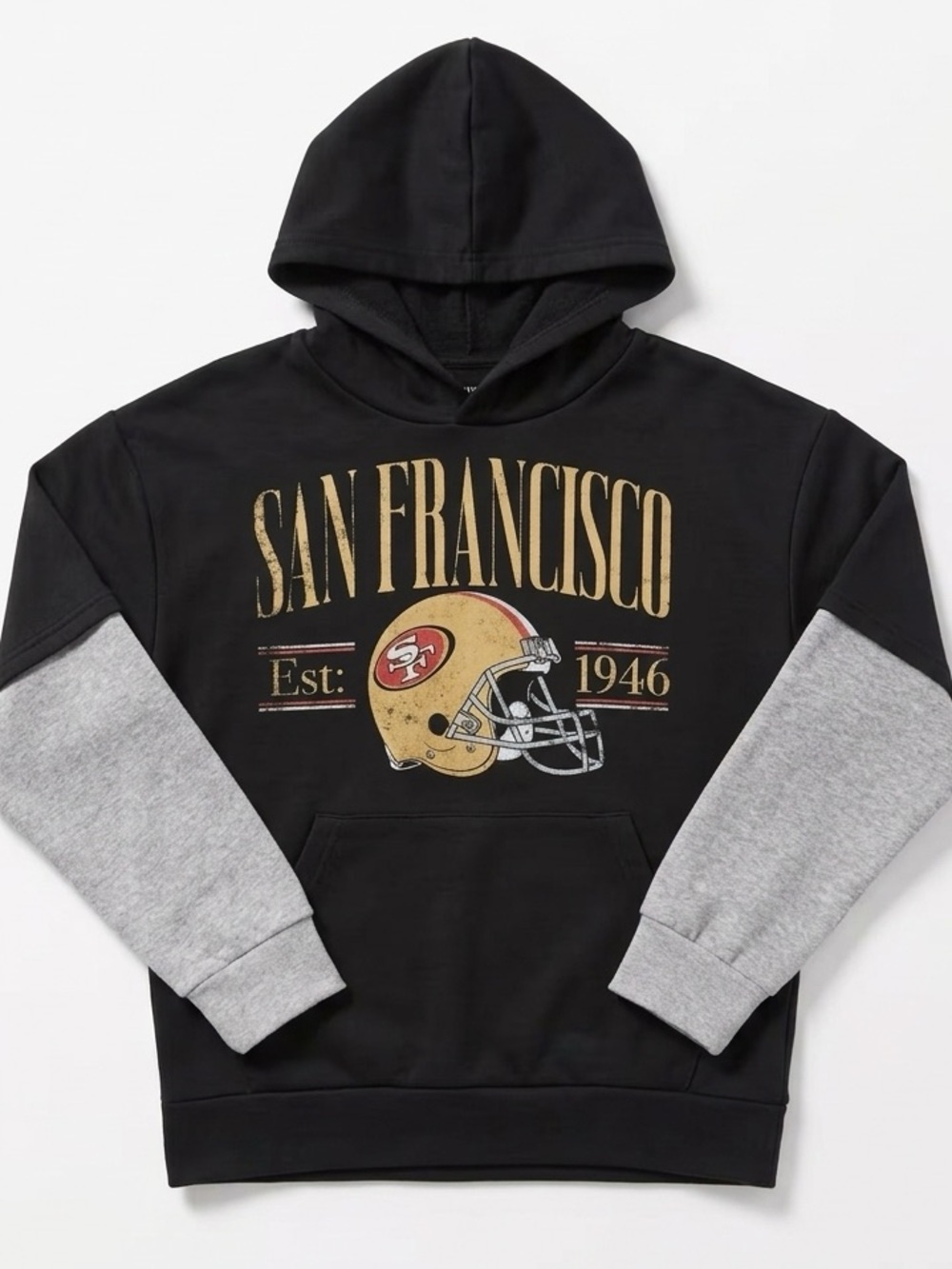 NFL Boys San Francisco 49ers Hoodie Black Gray- Boys Size L